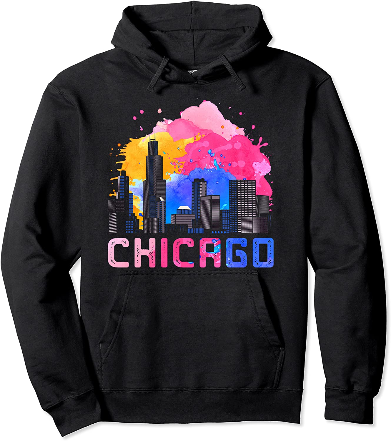 Chicago Skyscape Retro Illinois Gift Idea Vintage Pullover Hoodie
