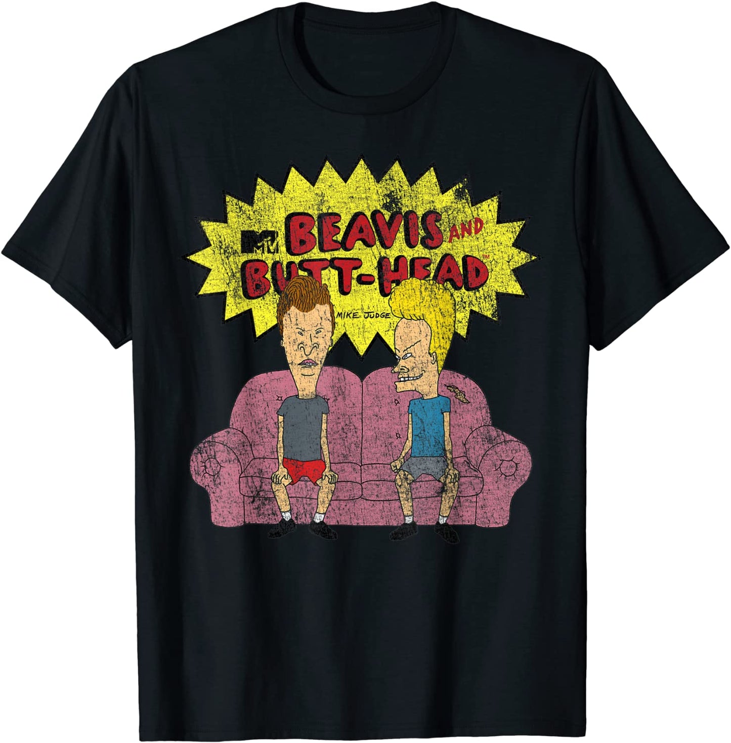 Beavis and Butthead Distressed Couch Logo Graphic T-Shirt