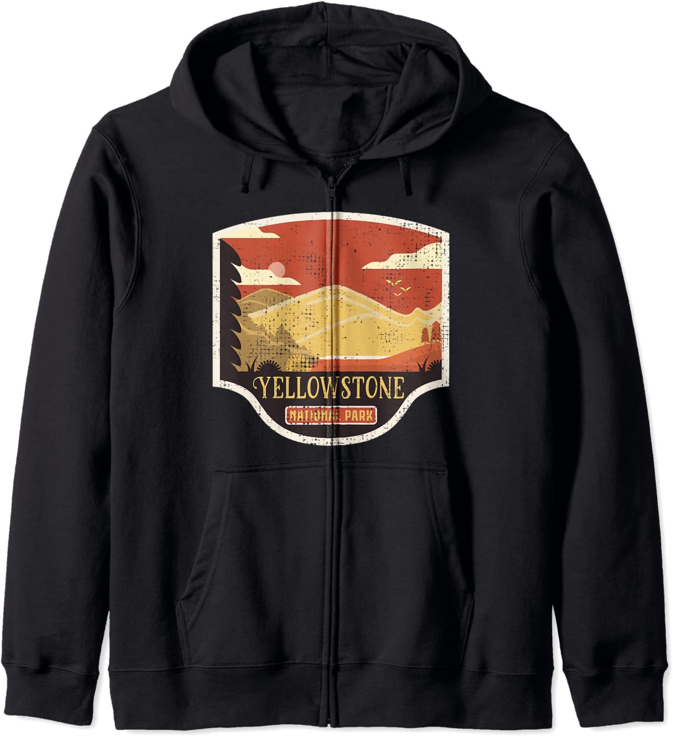 Sunset Yellowstone National Park Tshirts Mountains Birds Hoodie