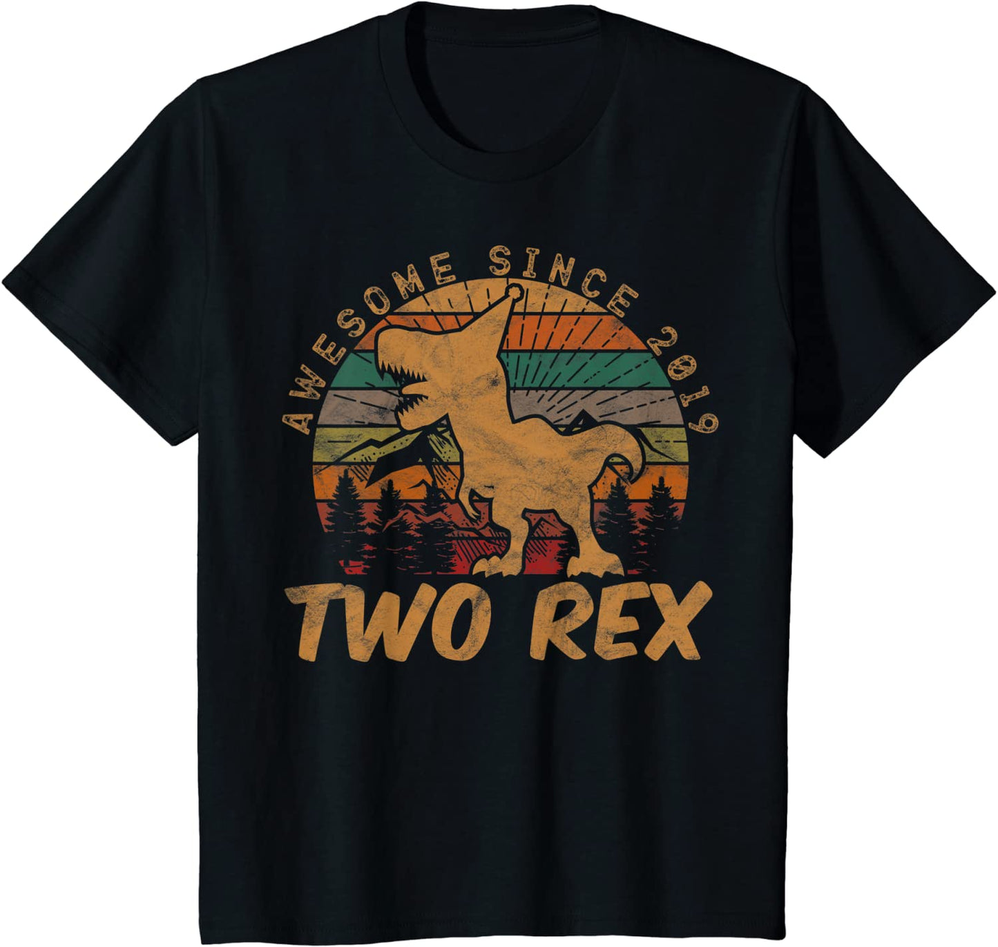 Kids Two Rex 2nd Birthday Second Dinosaur 2 Year Old T-Shirt