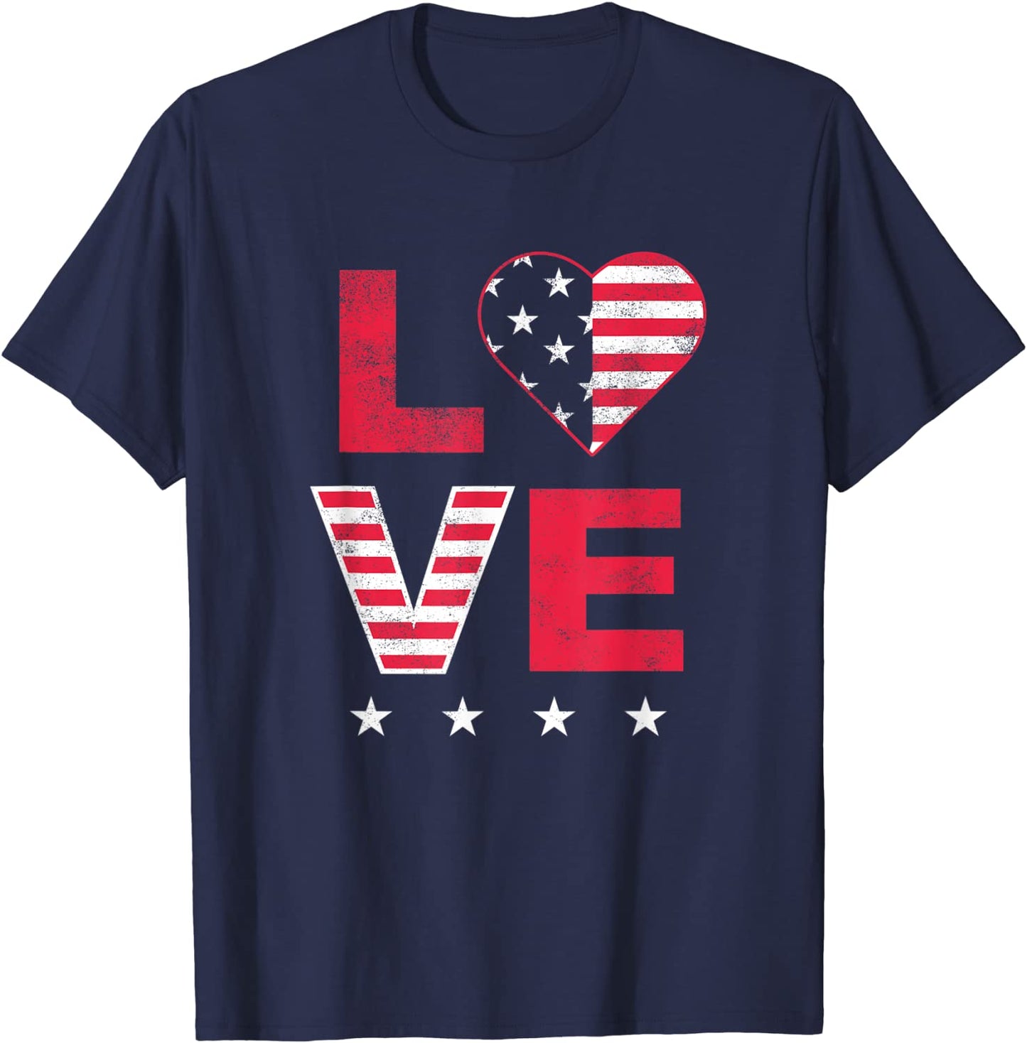 American Flag Heart Red White Blue Cute 4th of July Top T-Shirt