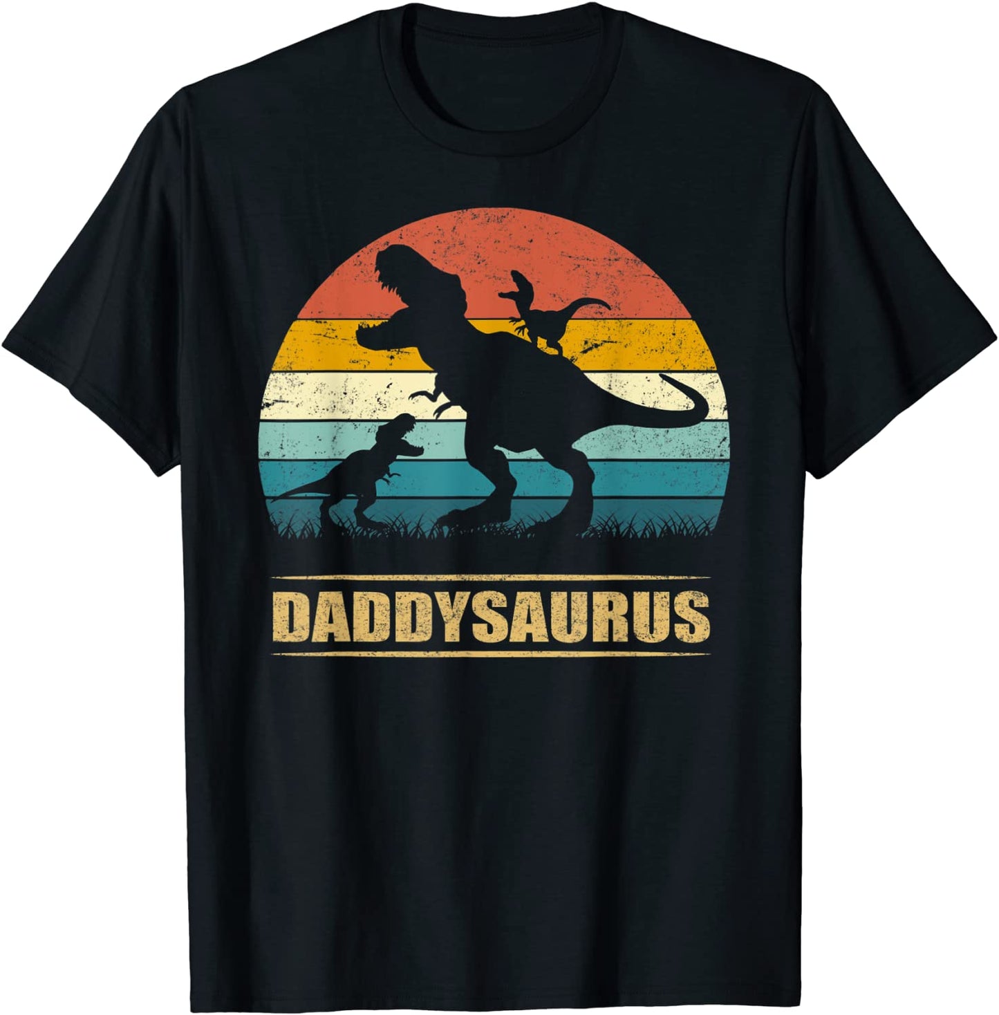 Daddy Dinosaur Daddysaurus 2 Two kids Funny Fathers Day dad T-Shirt
