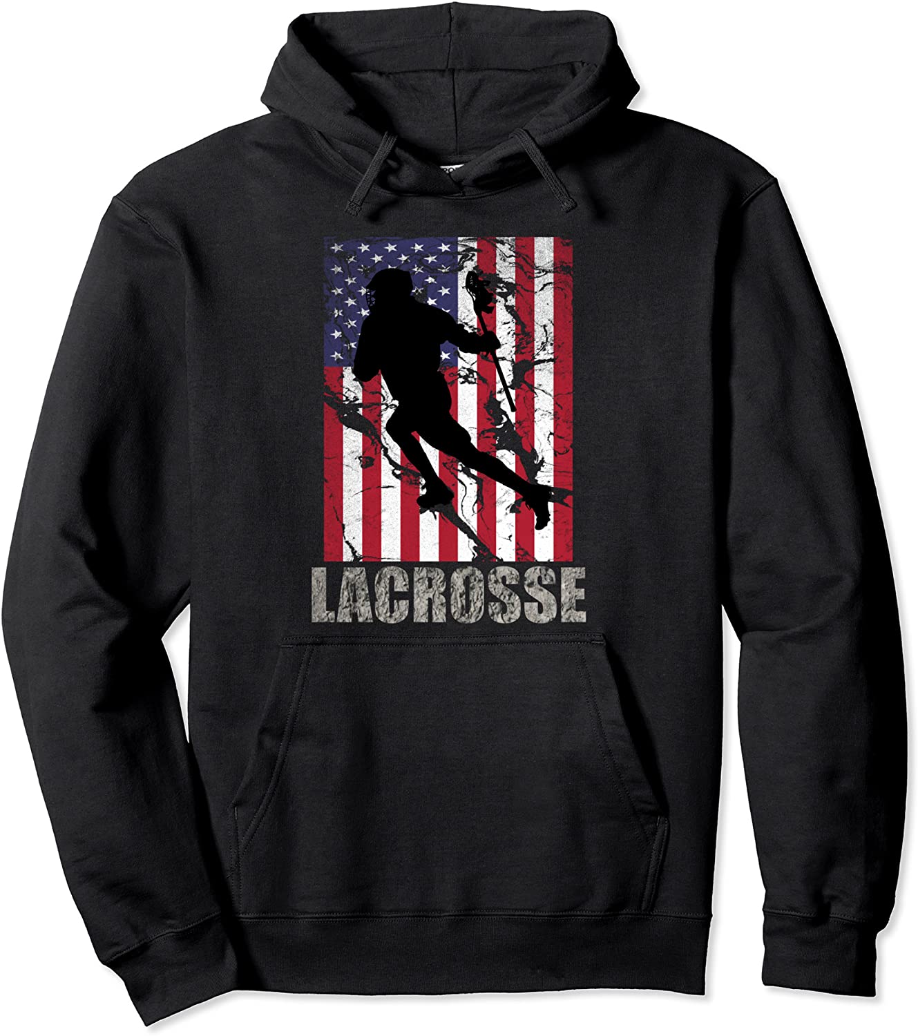 Lacrosse American Flag Hoodie USA Flag Fan Vintage Retro