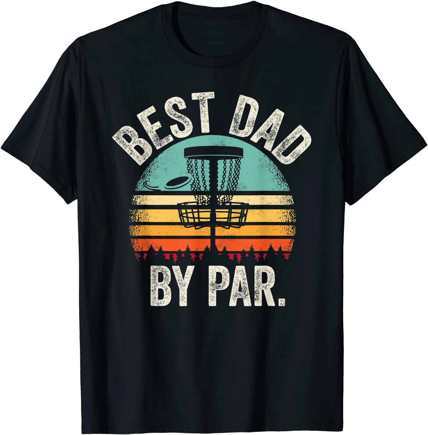 Mens Vintage Disc Golf Dad Gift - Best Dad By Par Disk Golf T-Shirt