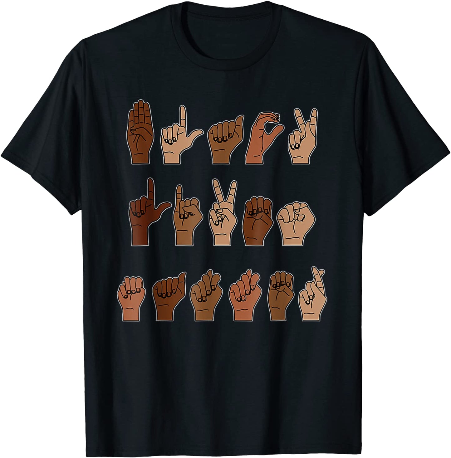 Black Lives Matter ASL Sign Language Hand Signs Deaf Mute T-Shirt