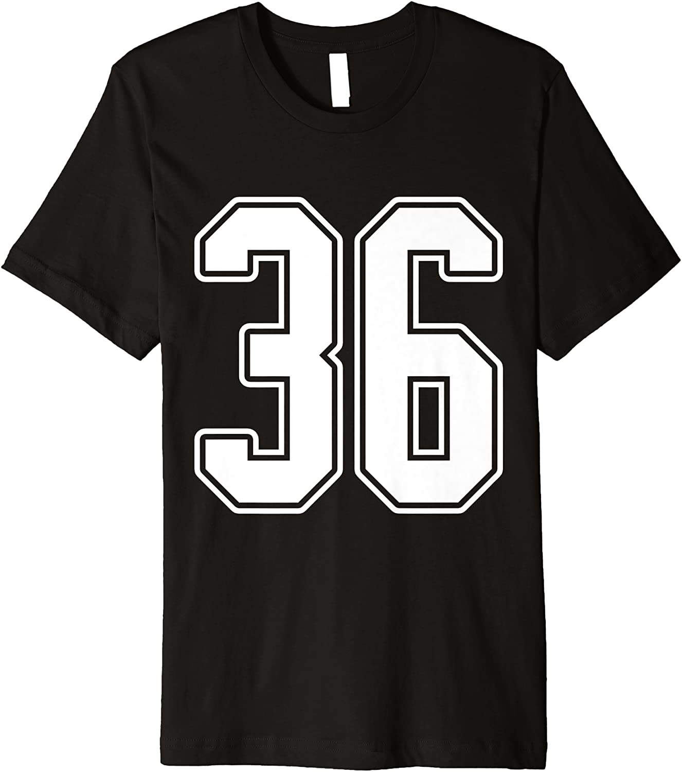 36 White Outline Number 36 Sports Fan Jersey Style Premium T-Shirt