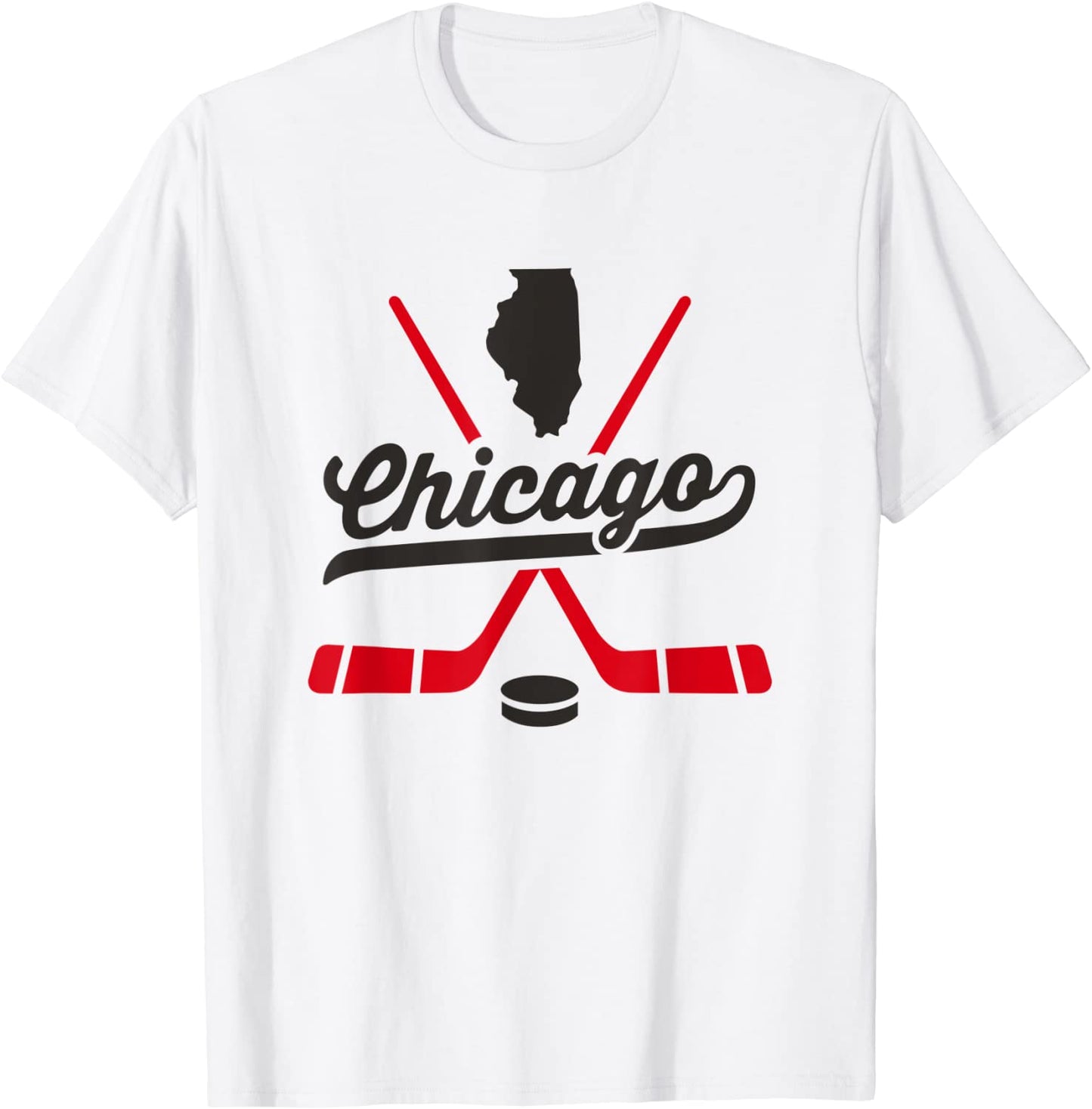 Vintage Chicago Ice Hockey Sticks Sports Team Fan Gift T-Shirt