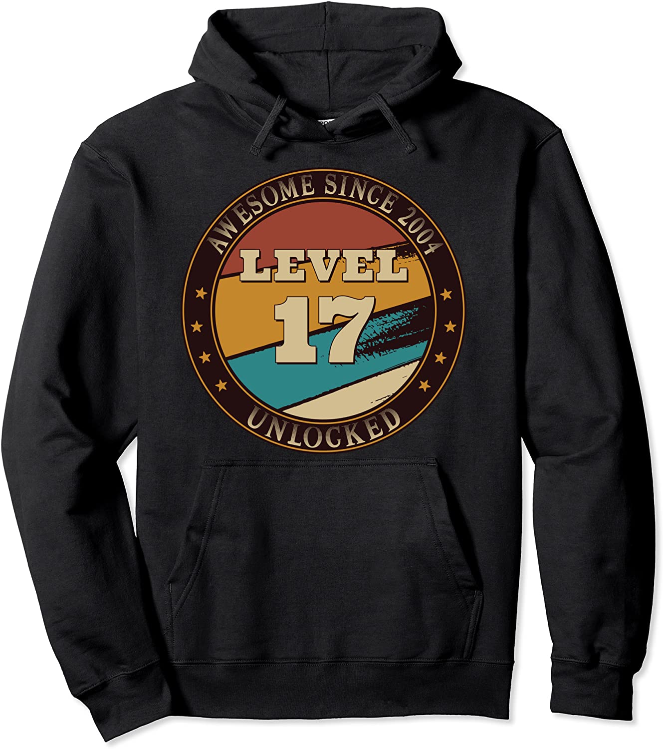 Awesome Since 2004 Level 17 Unlocked 2021 Vintage Retro Gift Pullover Hoodie