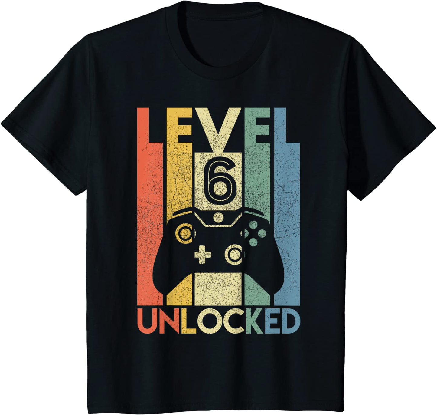 Kids Level 6 Unlocked Shirt Funny Video Gamer 6th Birthday Gift T-Shirt