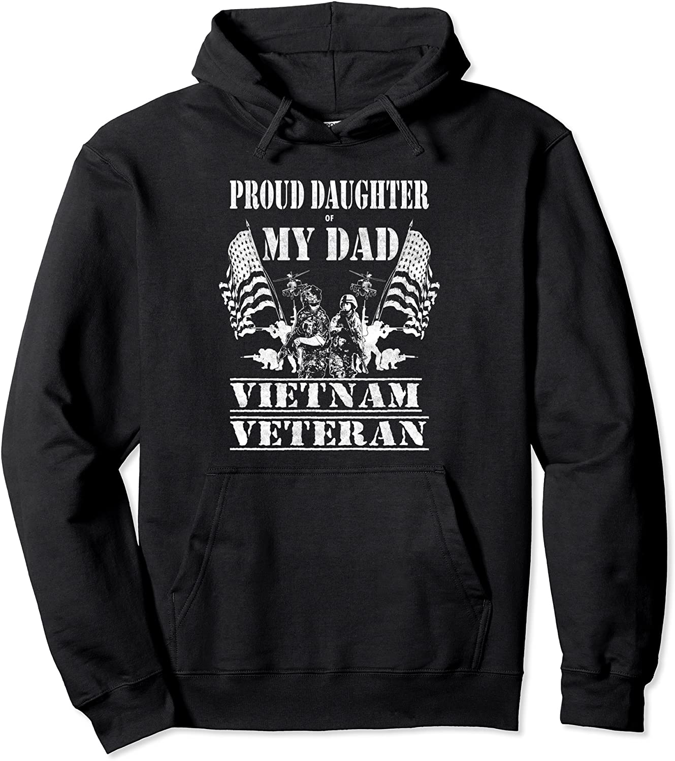 Distressed Proud Daughter Dad Vietnam Veteran Military Gift Pullover Hoodie