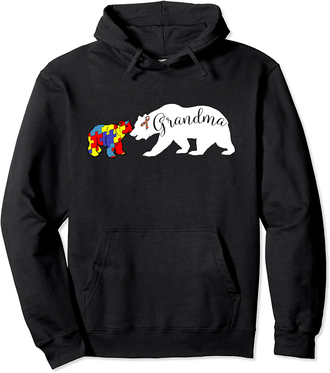 Grandma Bear Autism Awareness Hoodie Grandma Mom Women Gift Pullover Hoodie