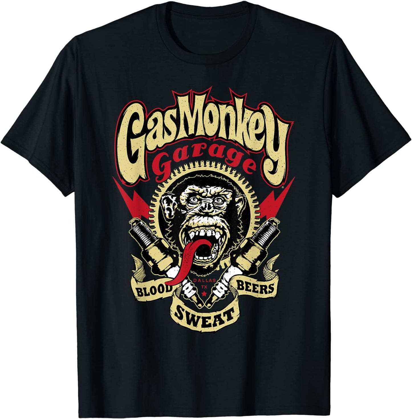 Gas Monkey Garage Blood Sweat And Beers Gear Spark Plus Logo T-Shirt