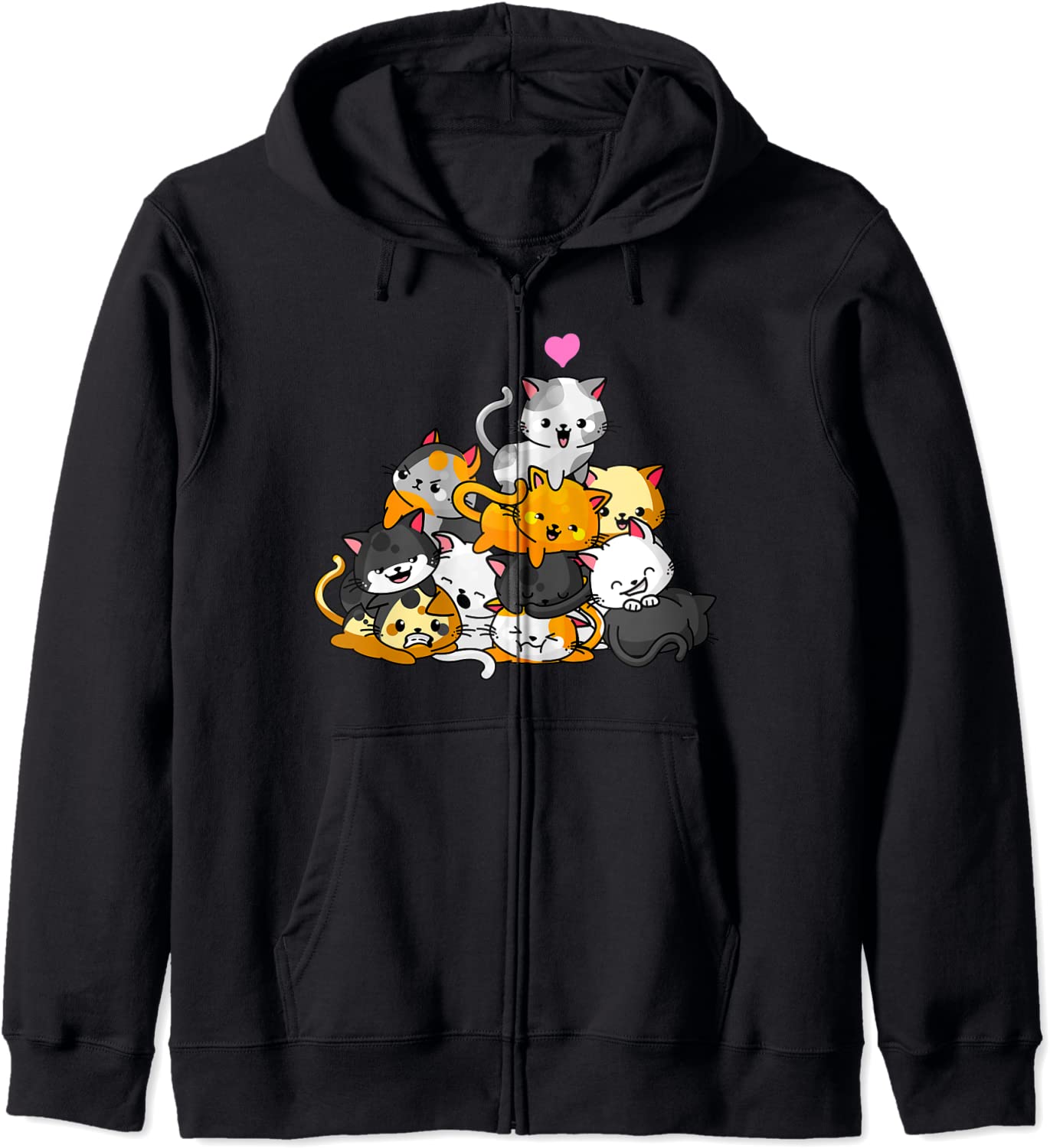 Cat Cute Kitty Pile Cats Anime Kawaii Neko Gift Women Girls Hoodie