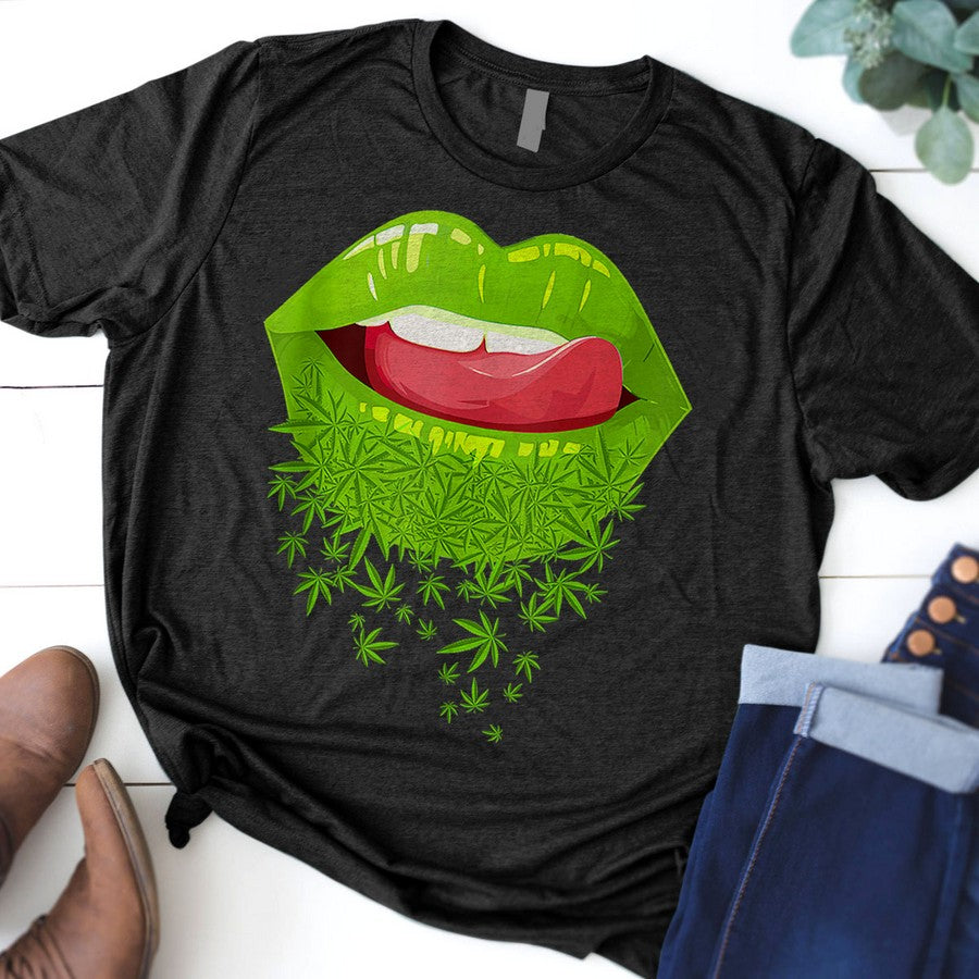 Funny Sexy Lips Cannabis Marijuana Weed Gift For Men Women Tank Top