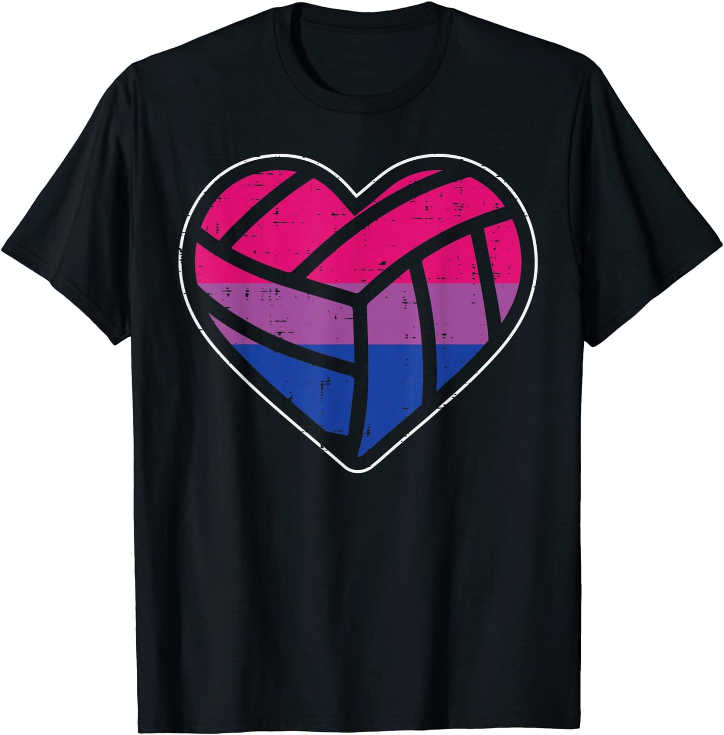 Volleyball Heart Sport LGBTQ Bisexual Flag Gay Pride Ally Bi T-Shirt