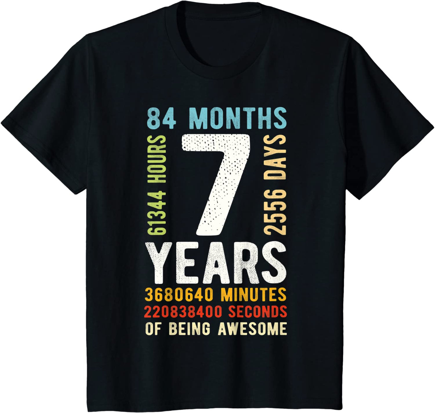 Kids 7th Birthday 7 Years Old Vintage Retro 84 Months T-Shirt