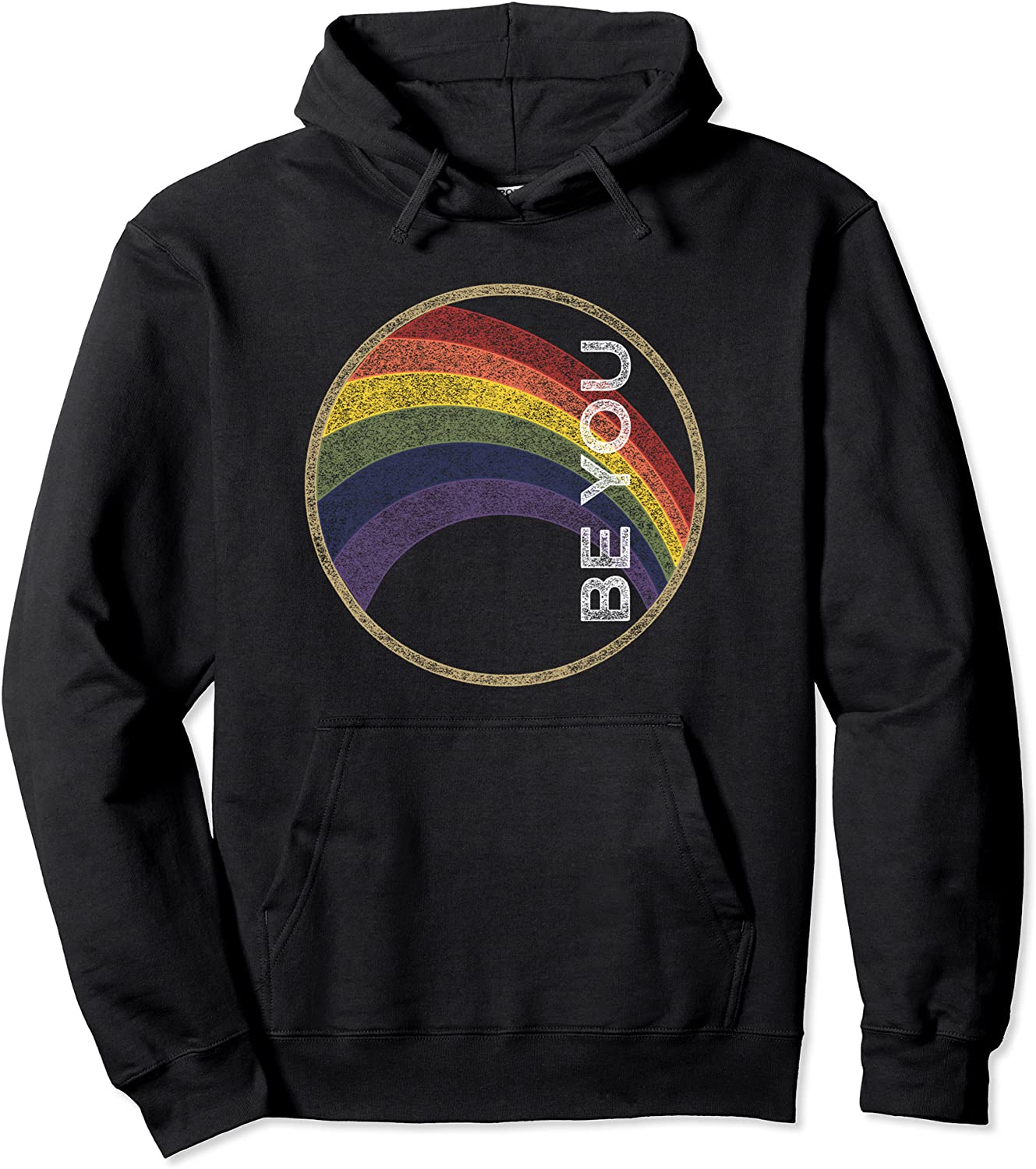 LGBTQ Be You Gay Pride Vintage Rainbow Pullover Hoodie