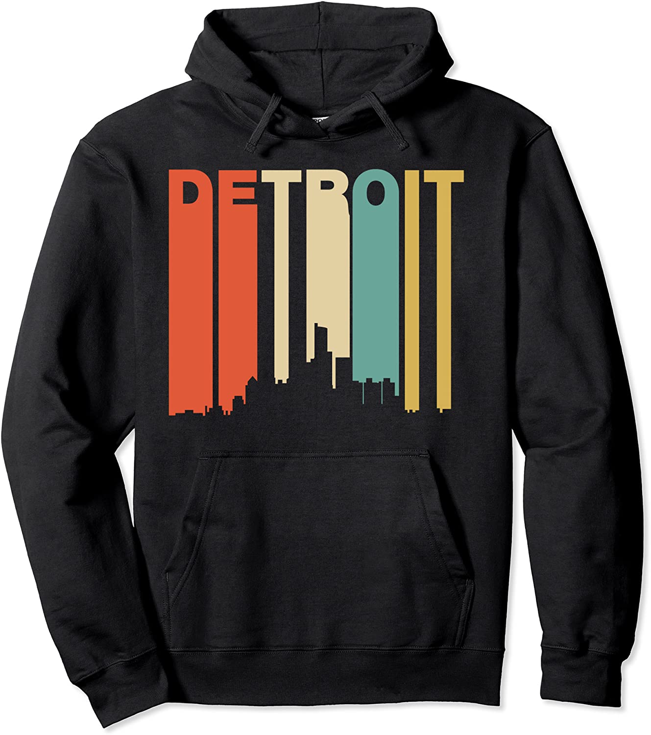 Retro 1970s Style Detroit Michigan Skyline Hoodie