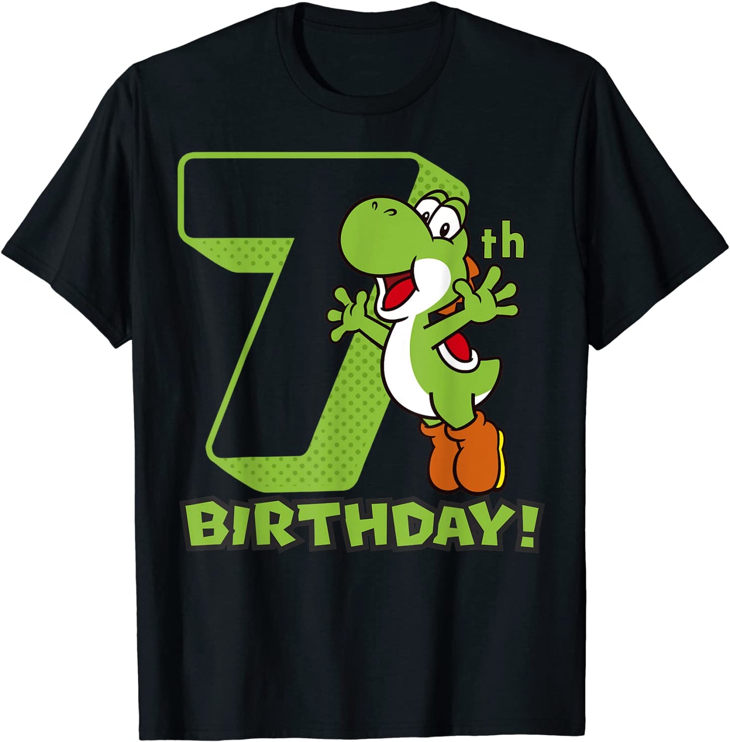 Super Mario Yoshi 7th Birthday Action Portrait T-Shirt