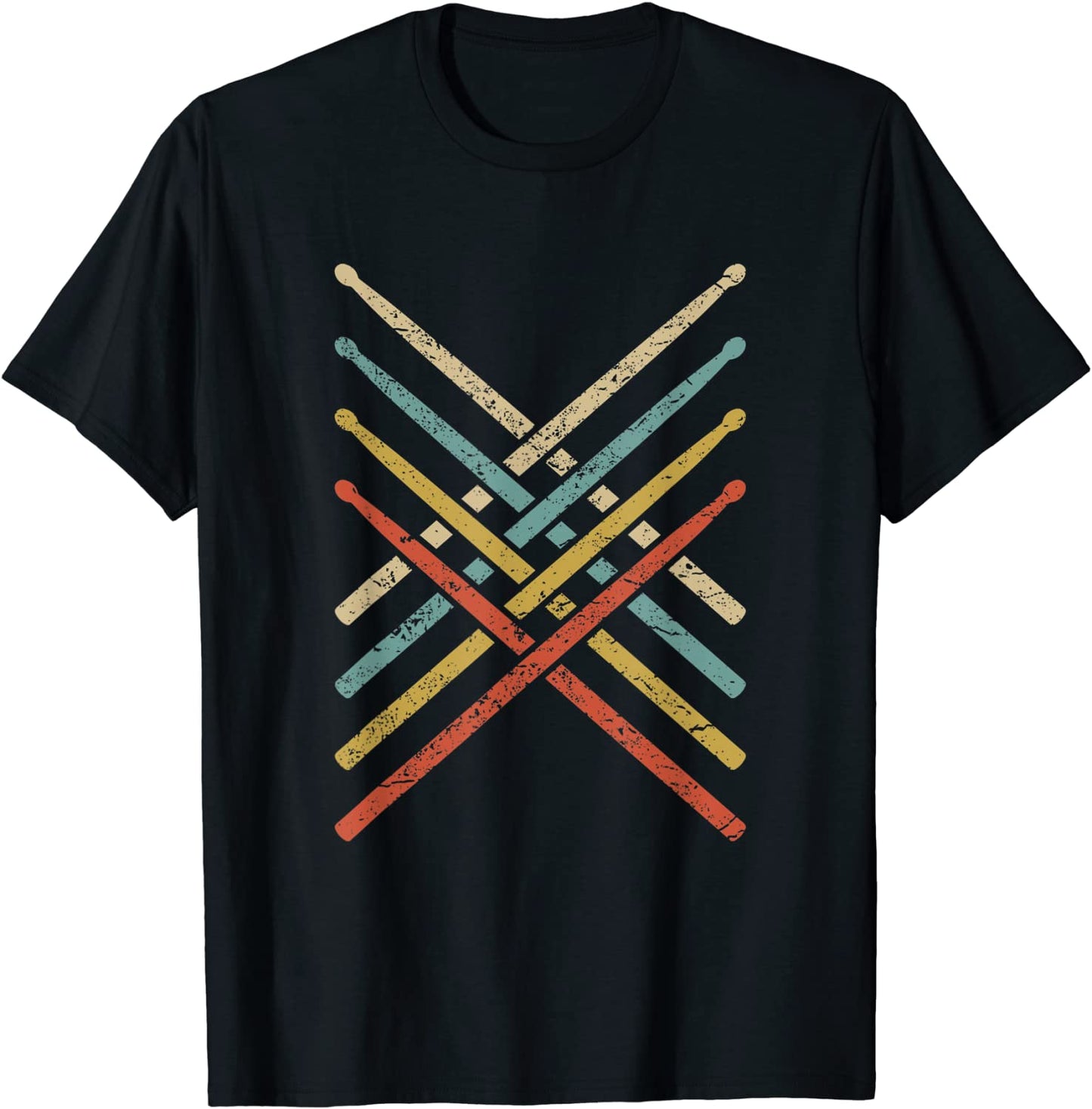 Retro Vintage Drummer TShirt 70s 80s Distressed Drum Sticks T-Shirt