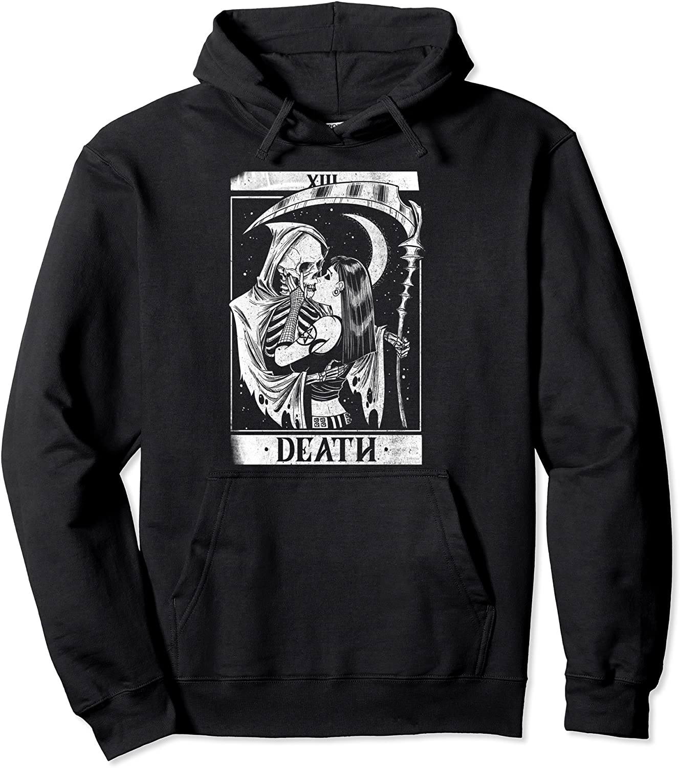 Blackcraft Vintage Death the Grim Reaper Kiss Tarot Card Pullover Hoodie