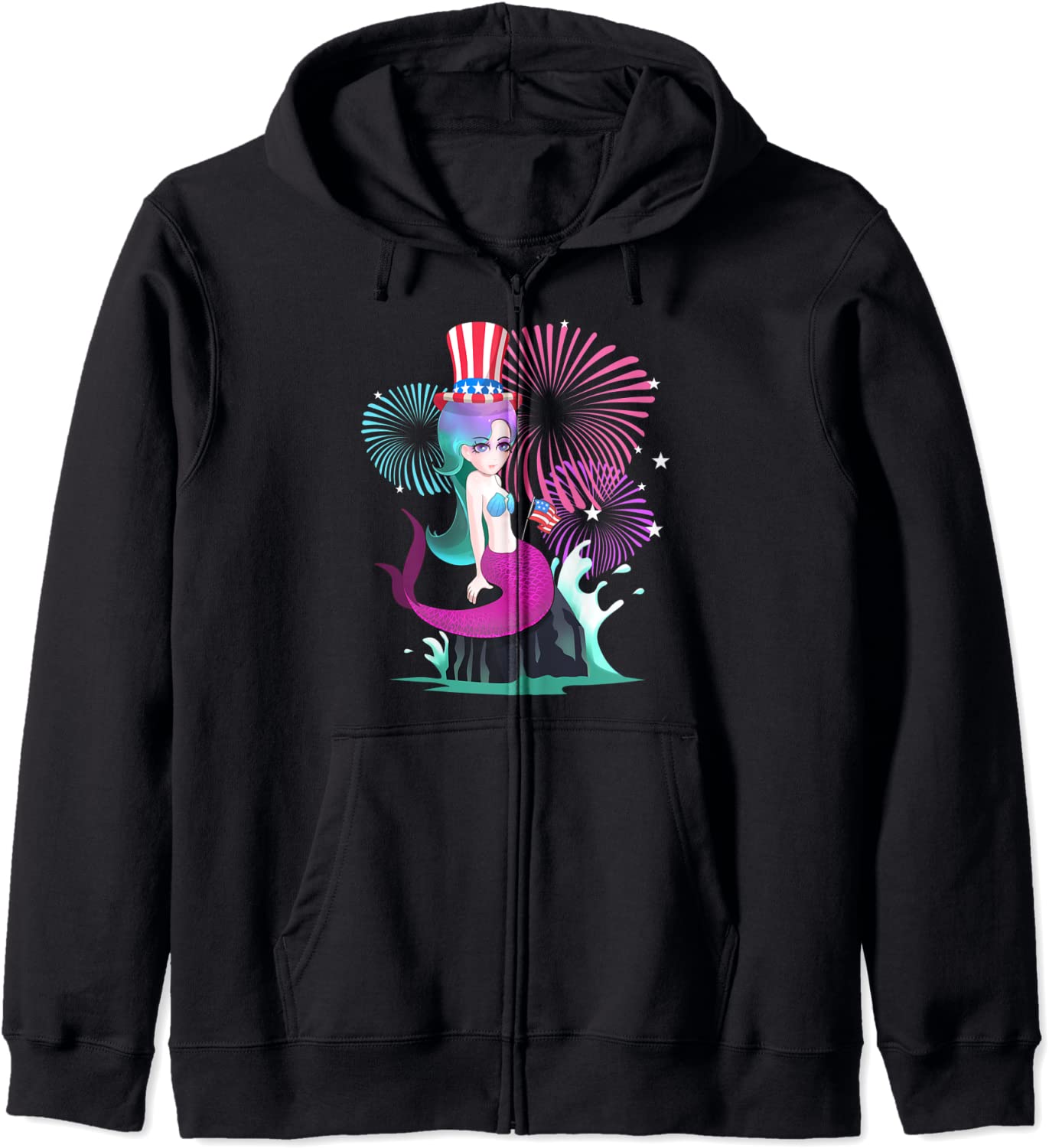 America 4th of July Independence Day Patriotic Mermaid Hoodie
