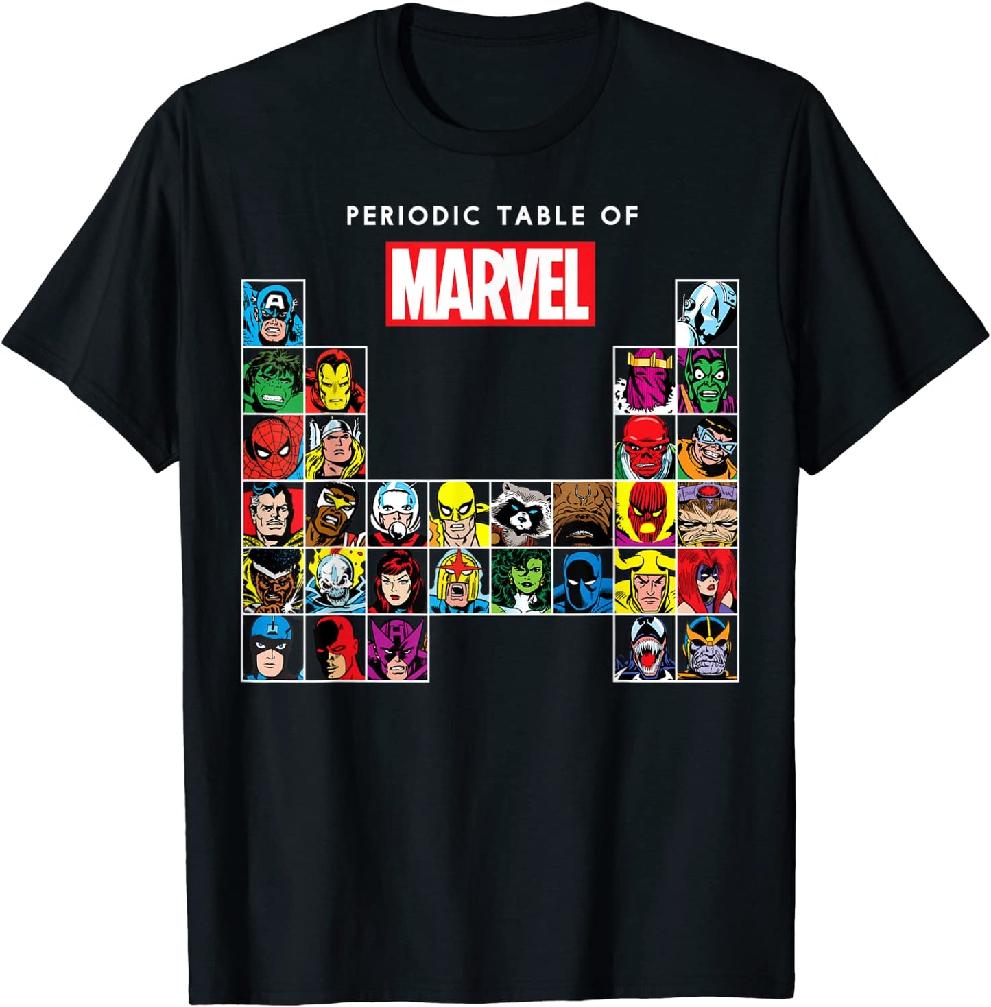 Marvel Periodic Table Of Heroes Villains Retro T-Shirt T-Shirt