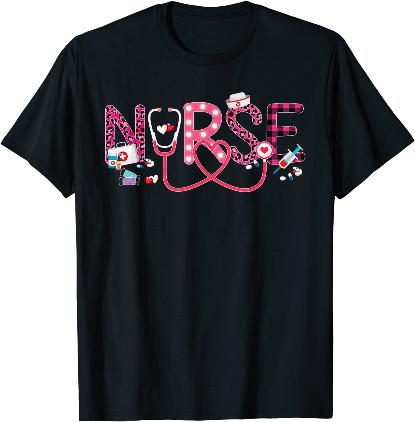 LOVE Stethoscope Nurse Life Valentine Day 2021 Women Gift T-Shirt
