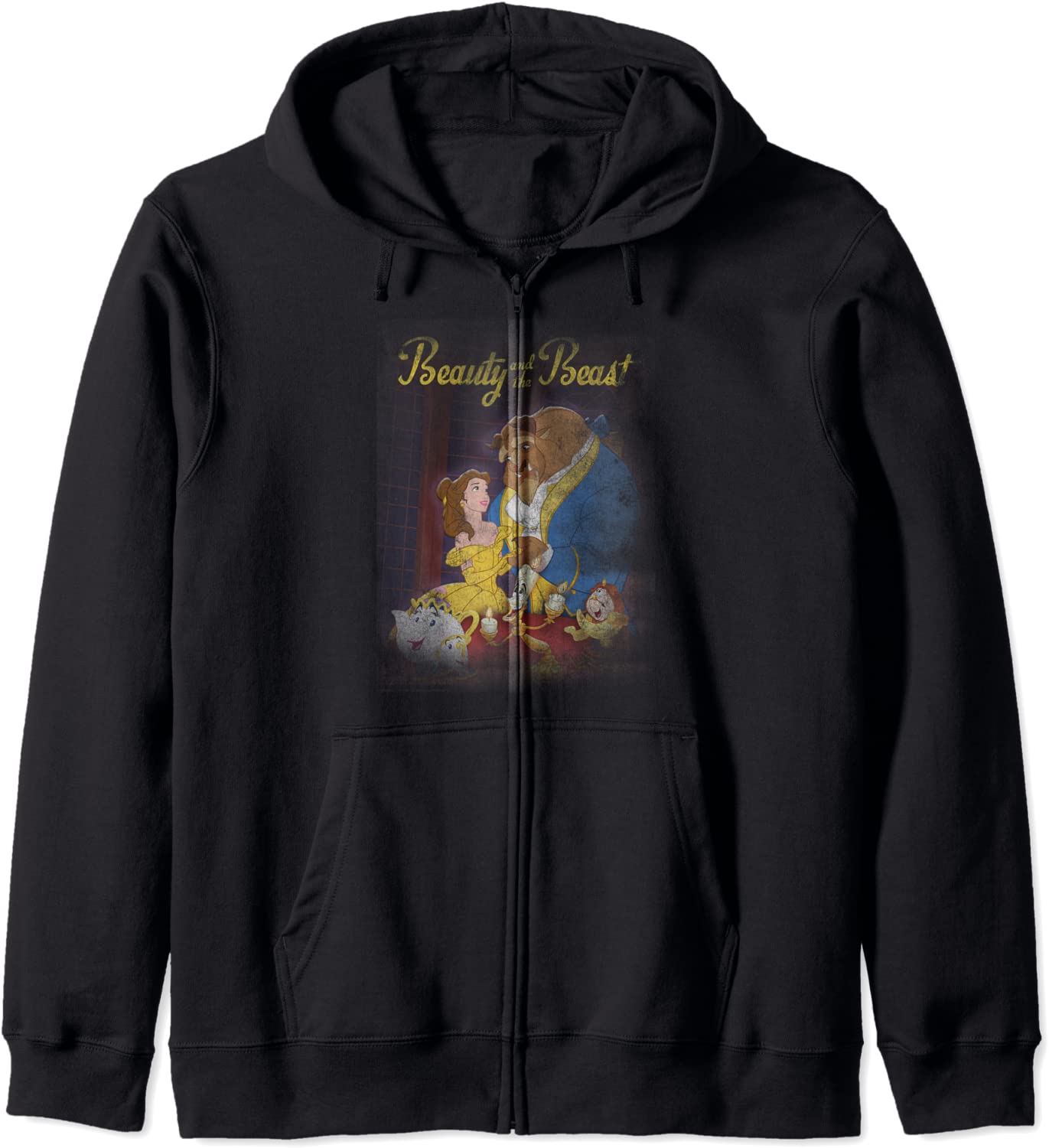 Disney Beauty And The Beast Distressed Poster Hoodie