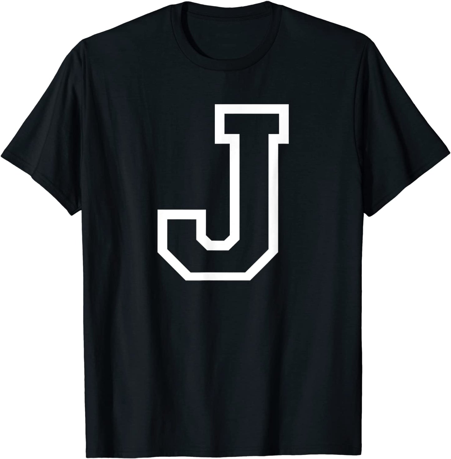 Letter J Alphabet Name Athletic Sports Monogram Outline T-Shirt