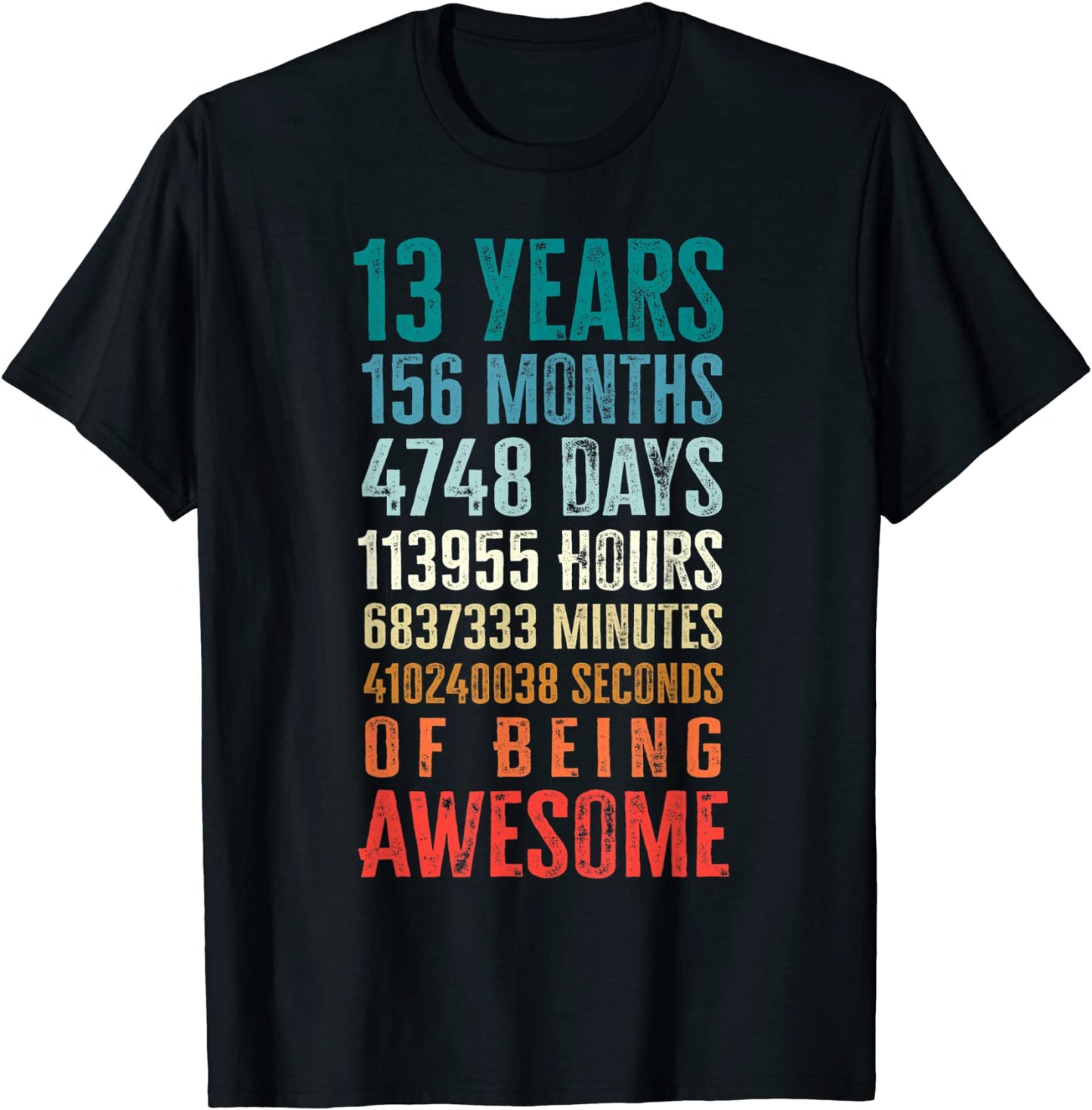 13 Years 156 Months Of Being Awesome 13th Birthday Teen Gift T-Shirt