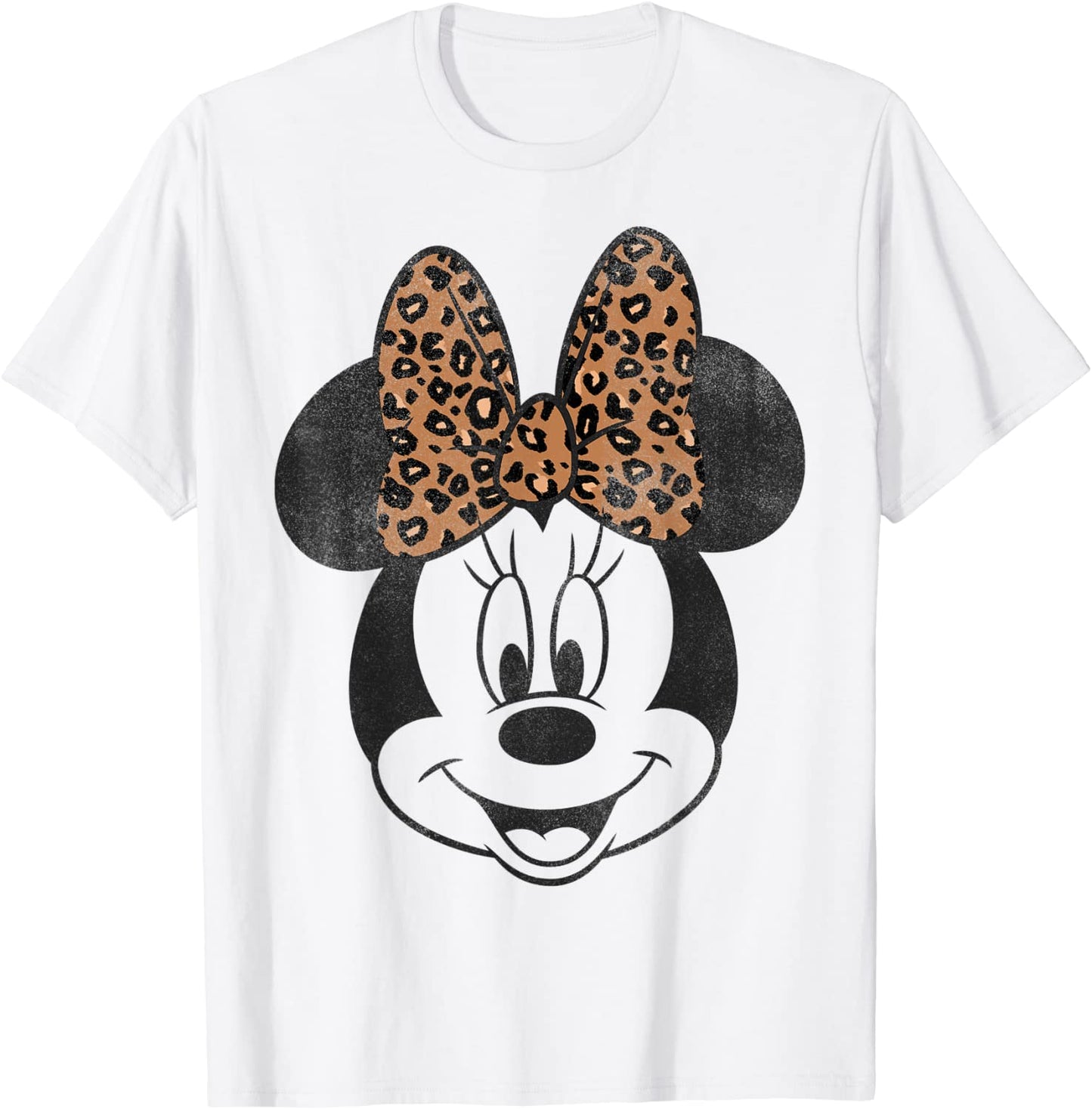 Disney Mickey And Friends Minnie Mouse Leopard Bow Portrait T-Shirt