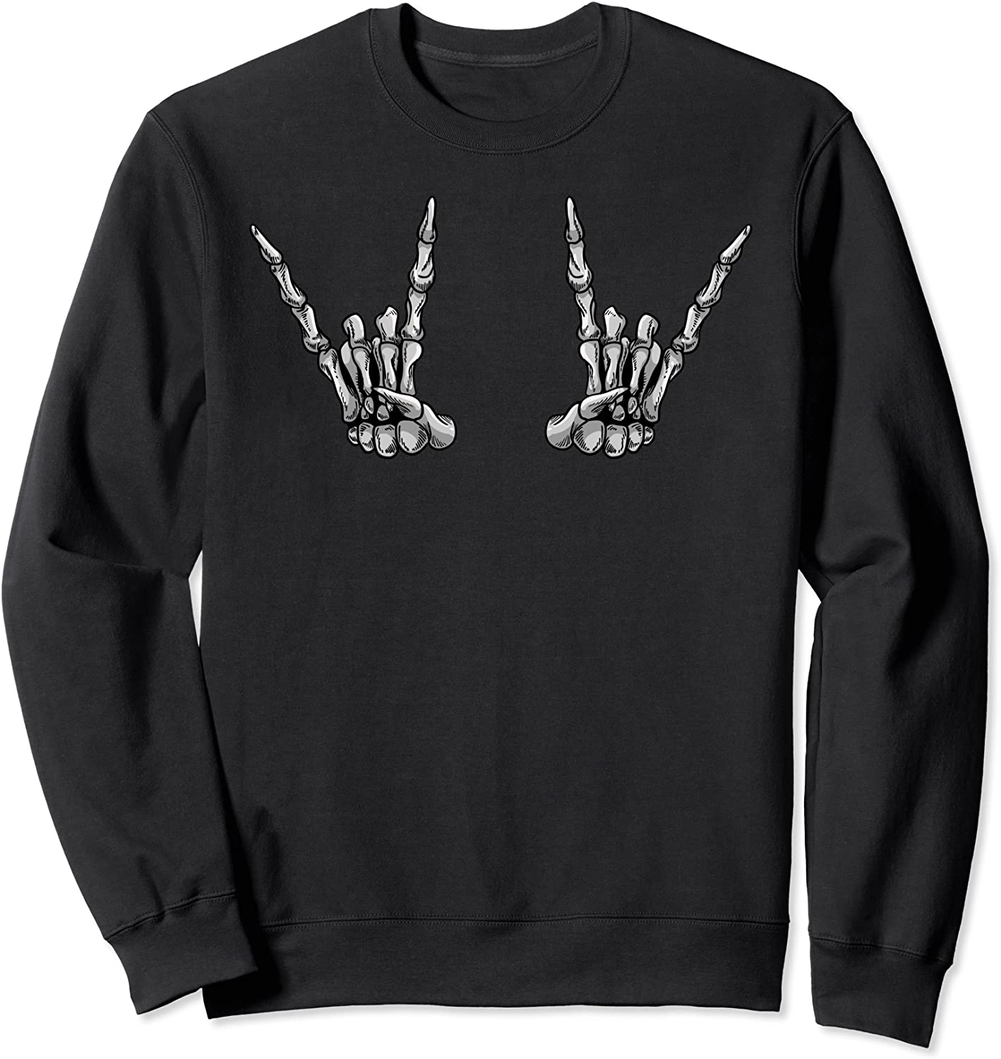 Funny Rock On Skeleton Hands Gift Men Women Cool Sign Horns Sweatshirt