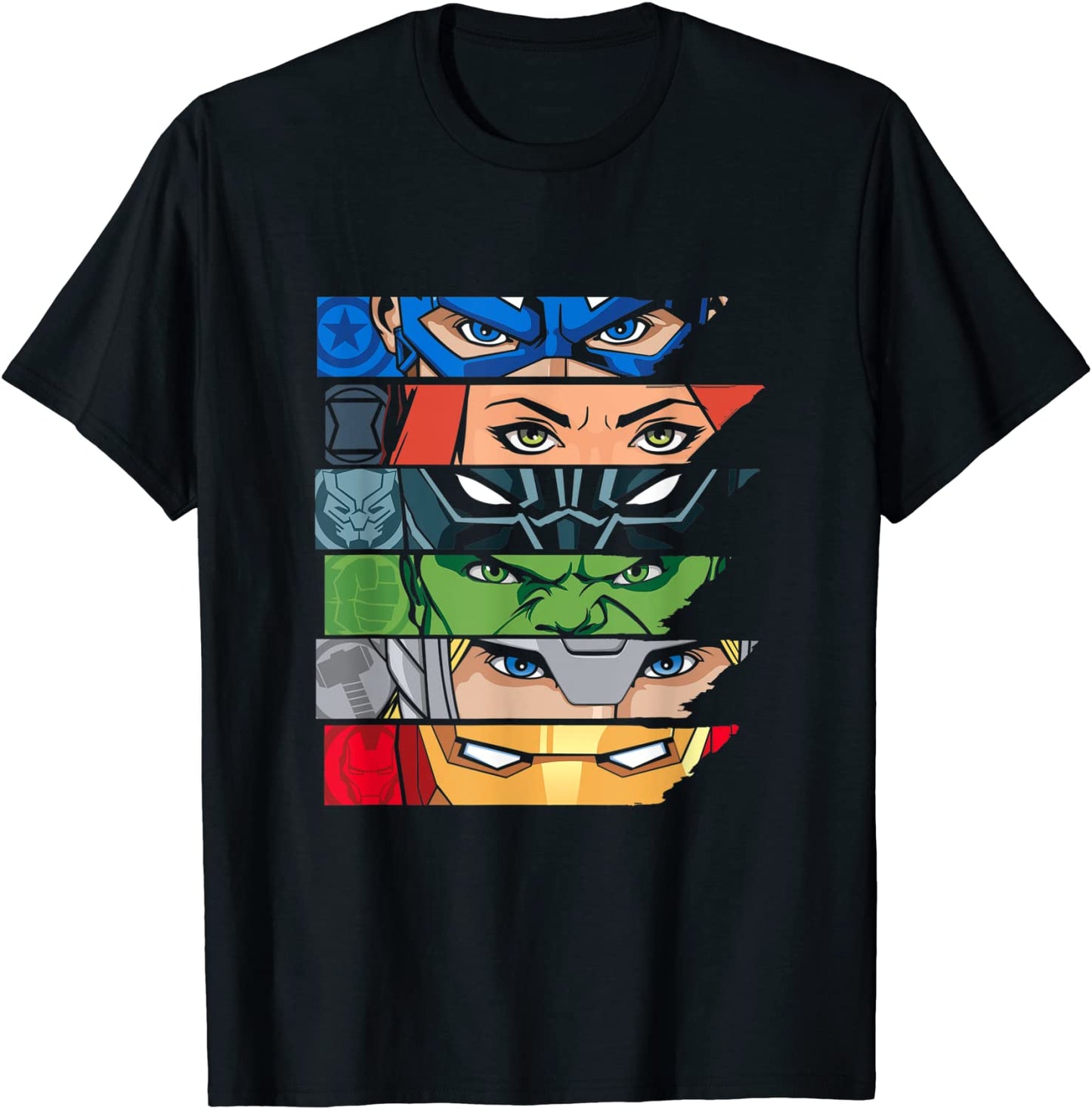 Marvel Avengers Super Hero Eyes Black T-Shirt