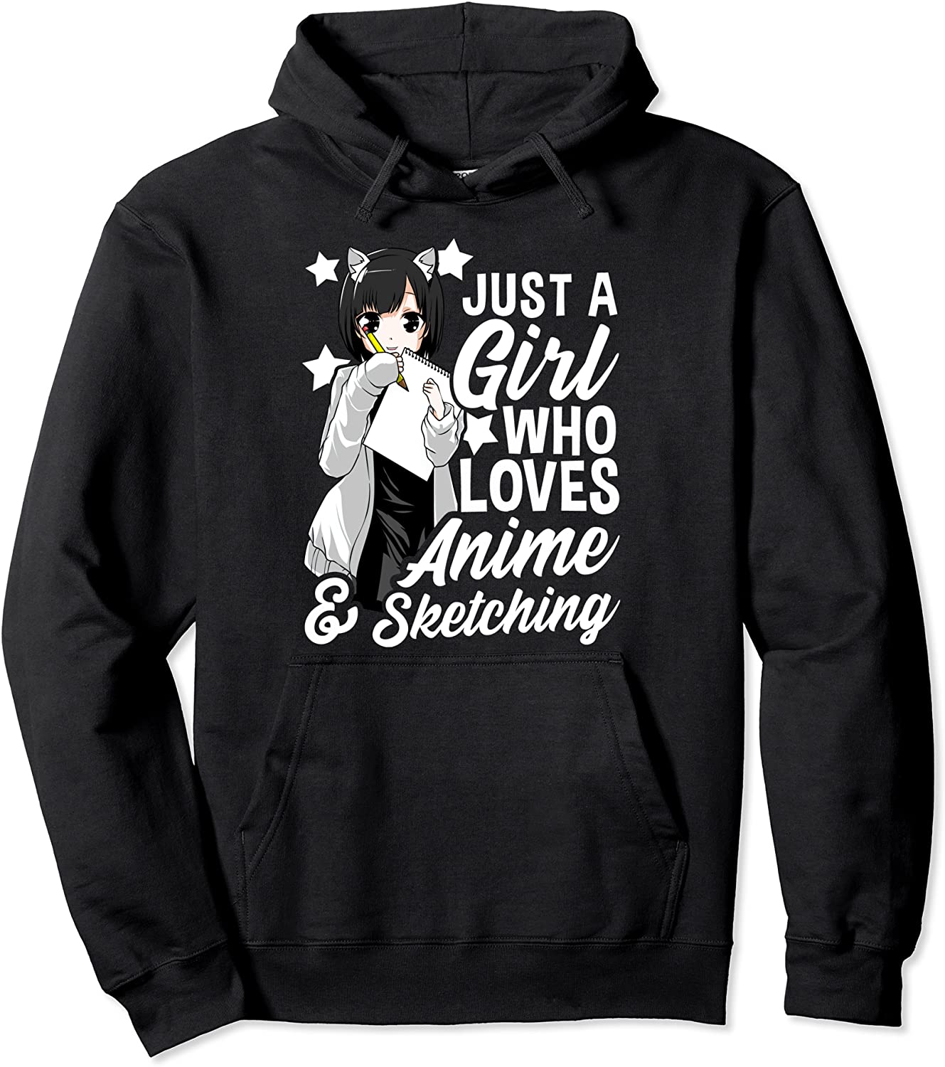 Anime Girl Just A Girl Who Loves Anime and Sketching Drawing Pullover Hoodie