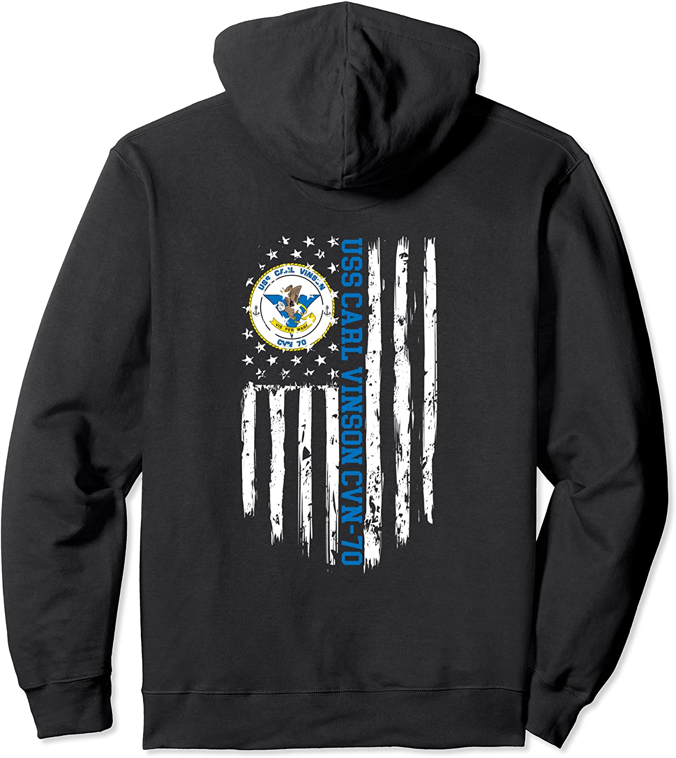 USS Carl Vinson CVN-70 American Flag Pullover Hoodie