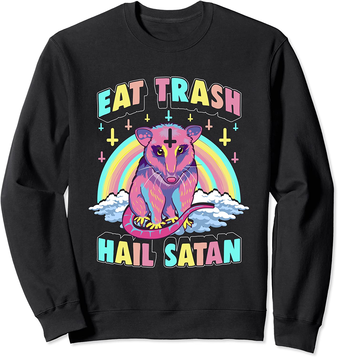 Eat Trash Hail Satan Kawaii Pastel Goth Possum Sweatshirt