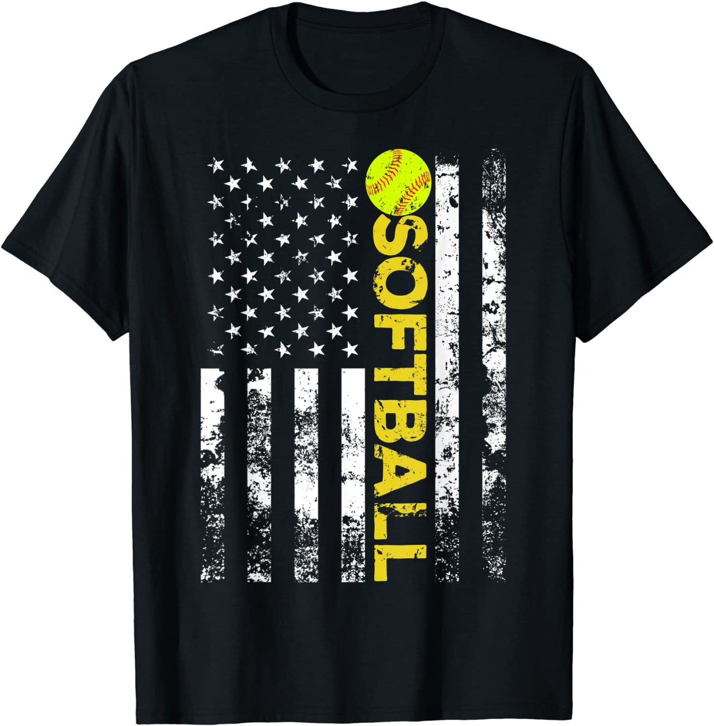 American Flag Softball Team Gift T-Shirt