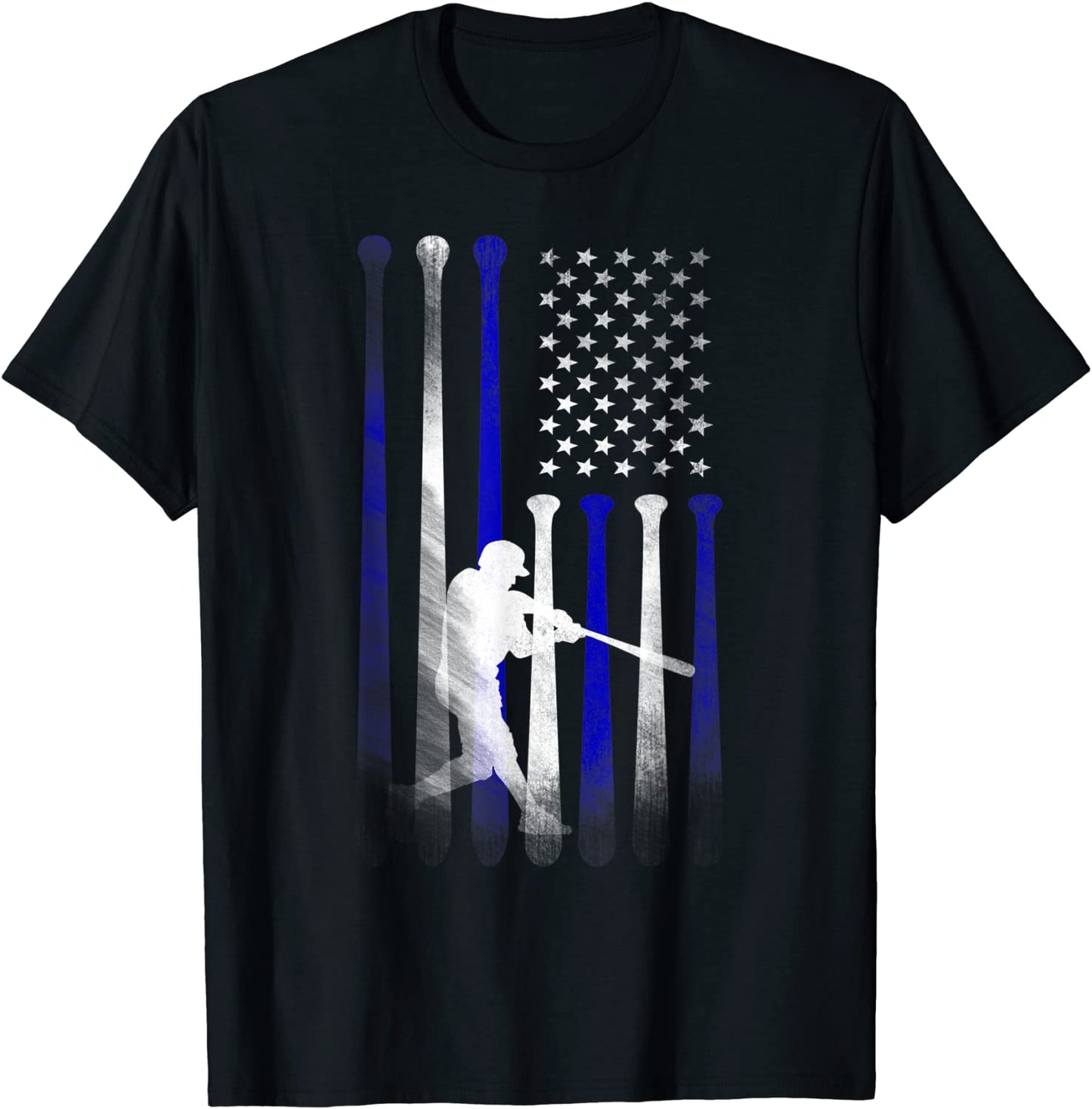 Baseball American Flag Player Flag Dad Mom Kid Apparel T-Shirt