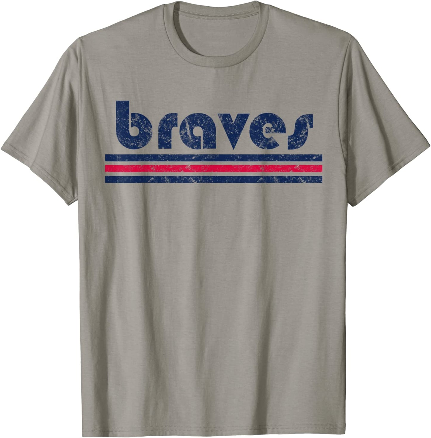 Vintage Braves Retro Three Stripe Weathered Mens Womens T-Shirt