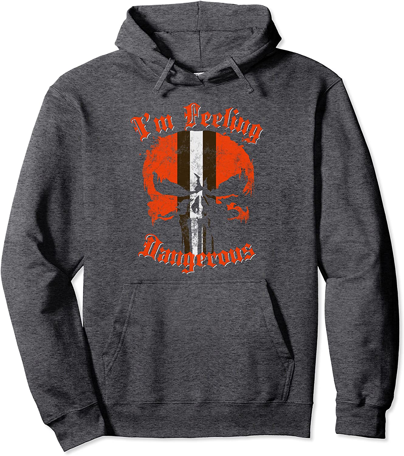 Football Helmet Skull Orange Brown White Pullover Hoodie 2