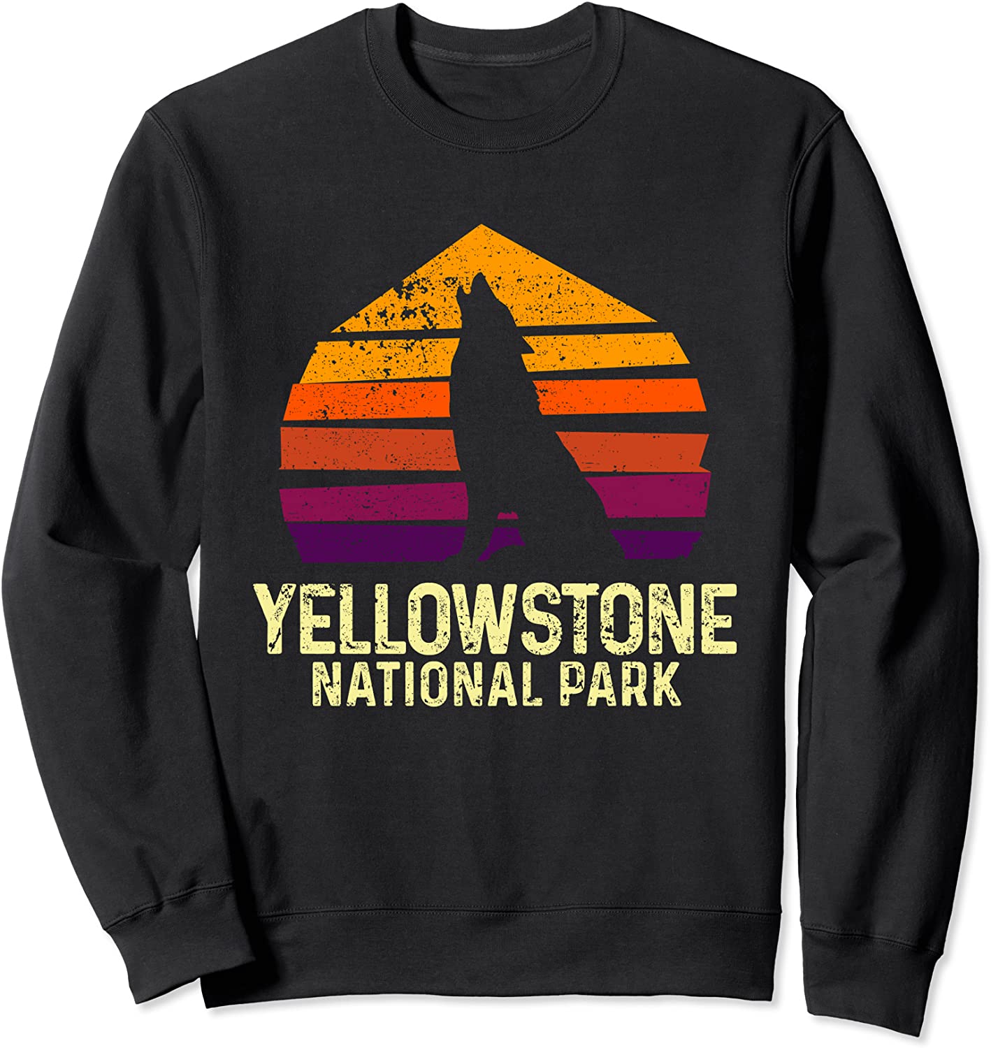 Vintage Yellowstone National Park Wolf Retro Sweat Shirt