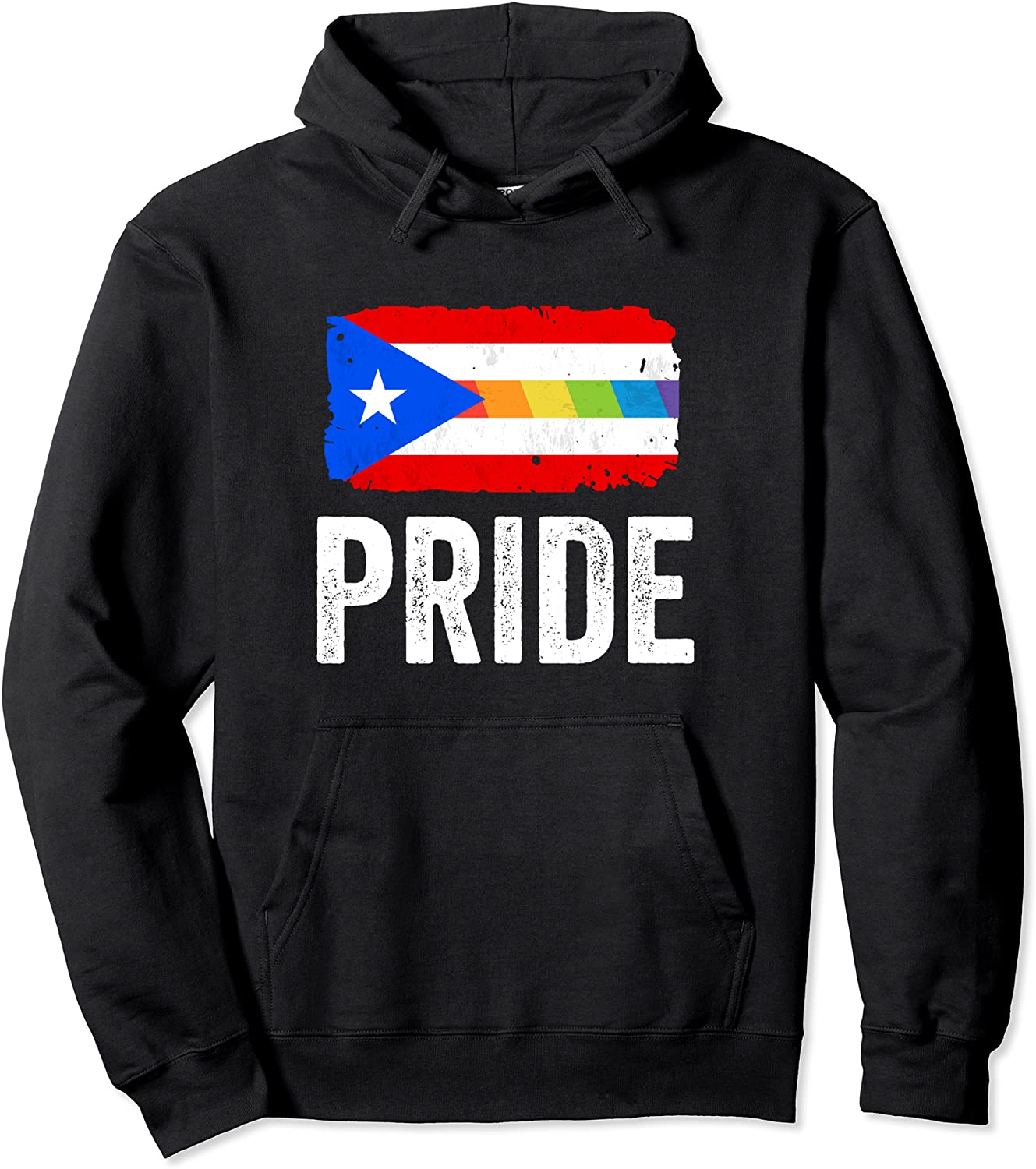 Puerto Rico Gay Pride Hoodie - Puerto Rican Flag LGBT Stripe