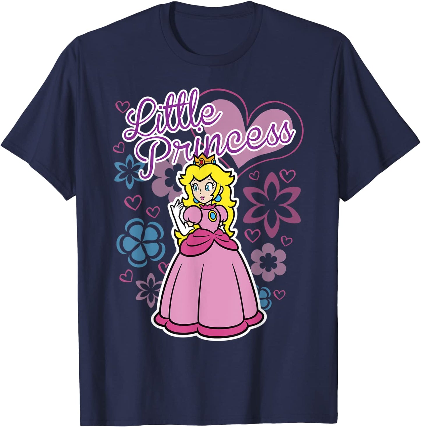 Super Mario Peach Little Princess Flowers And Hearts Poster T-Shirt