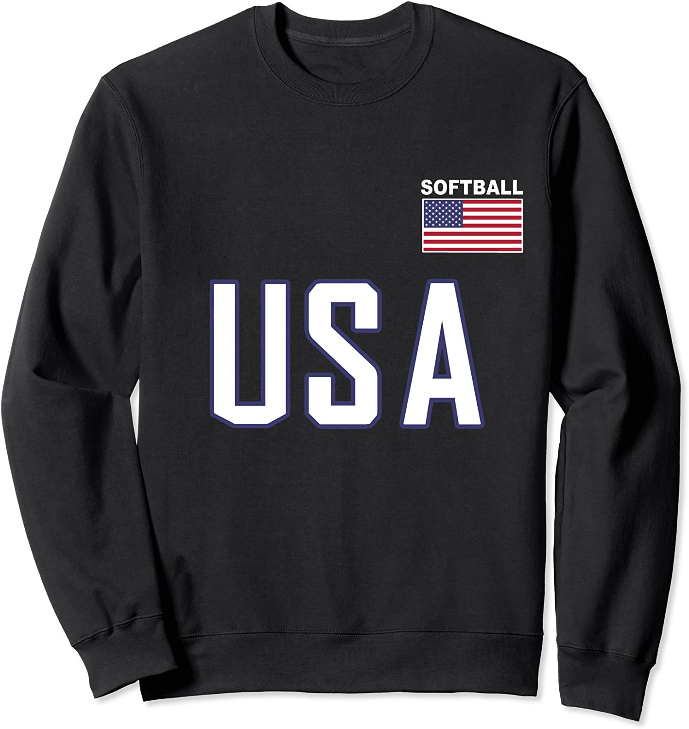USA Flag Cool Uniform Softball Team Gift for Women Men Sweatshirt