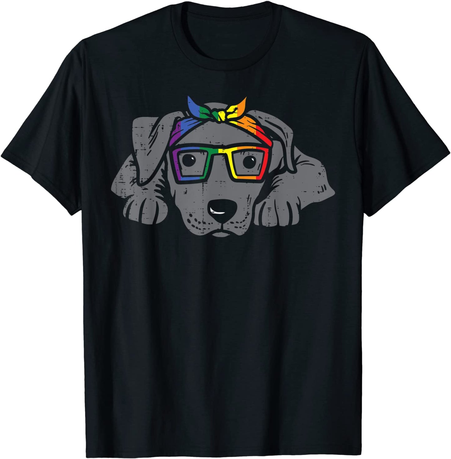 Pitbull Dog Bandana LGBTQ Rainbow Flag Gay Pride Ally Lover T-Shirt