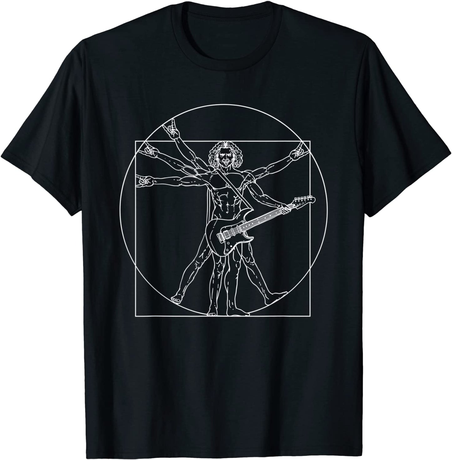 Vitruvian Man Guitar Music Player Da Vinci Guitarist Rocker T-Shirt