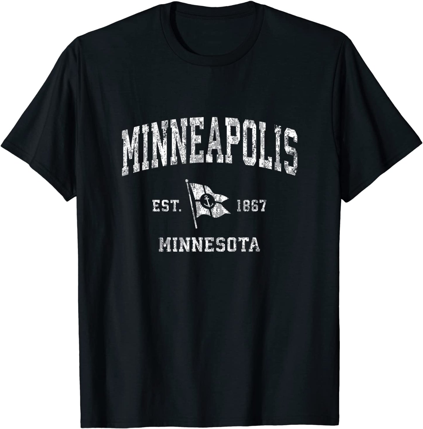 Minneapolis MN Vintage Nautical Boat Anchor Flag Sports T-Shirt