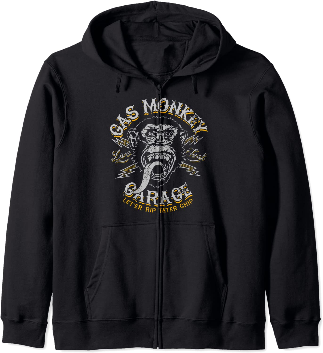 Gas Monkey Garage Live Fast Leter Rip Tater Chip Lighting Hoodie