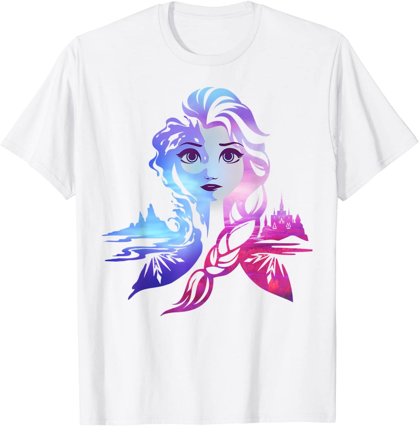 Disney Frozen 2 Elsa Two Tone Gradient Portrait T-Shirt